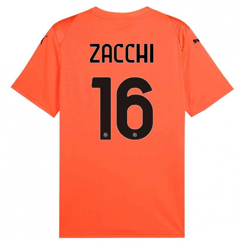 Danxen Femme Gioele Zacchi #16 Maillot de Gardien Orange Noir 2025/26 T-shirt