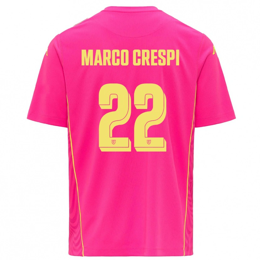 Danxen Femme Gian Marco Crespi #22 Maillot de Gardien Rose Vif Jaune 2025/26 T-shirt