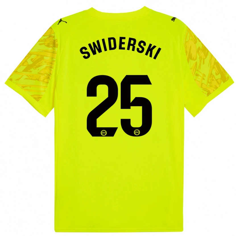 Danxen Femme Grégoire Swiderski #25 Maillot de Gardien Jaune Noir 2025/26 T-shirt