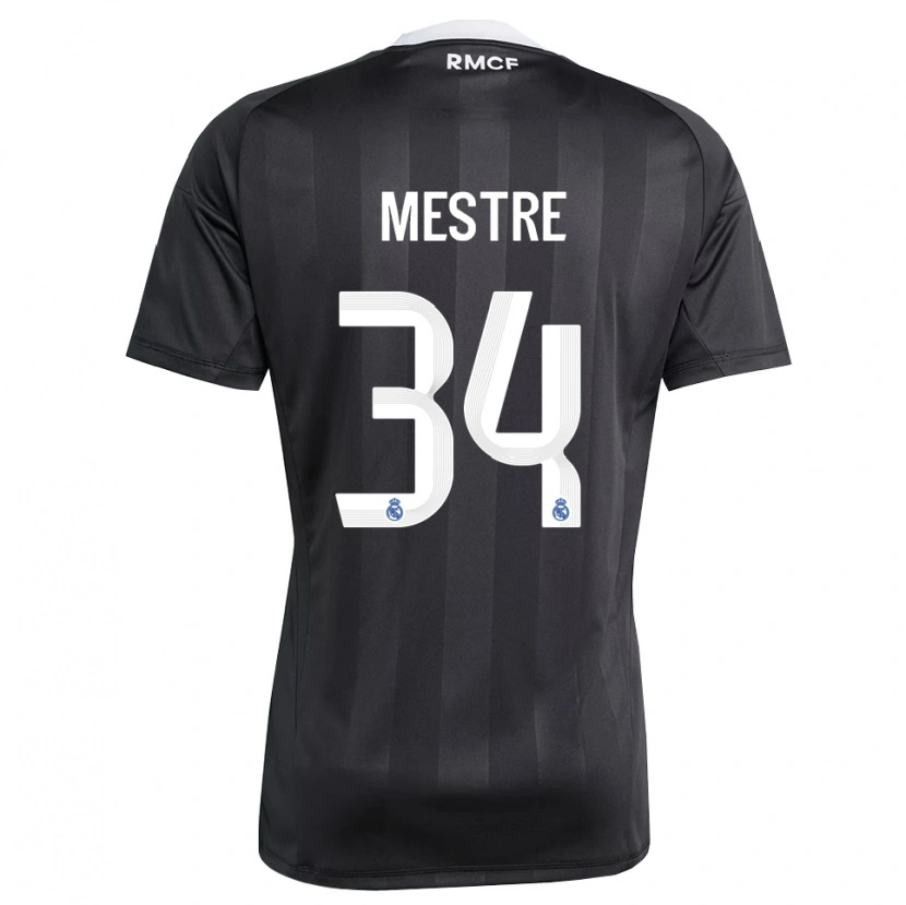 Danxen Femme Sergio Mestre #34 Maillot de Gardien Noir Blanc 2025/26 T-shirt
