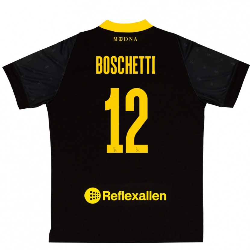 Danxen Femme Matteo Boschetti #12 Maillot de Gardien Noir Jaune 2025/26 T-shirt