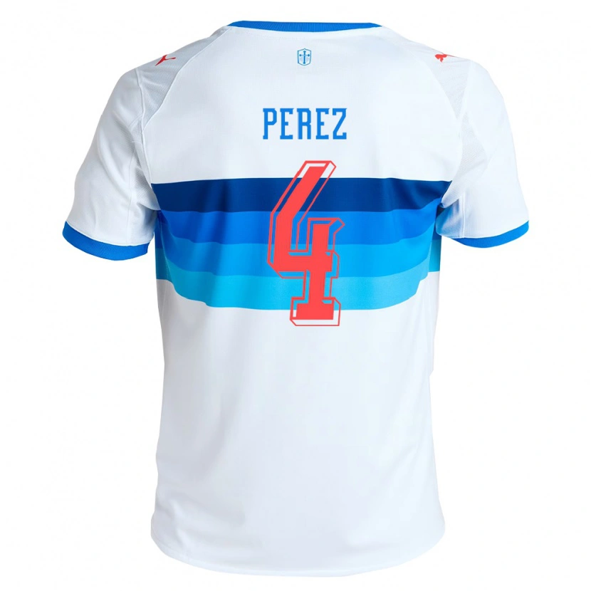 Danxen Enfant Maillot Ignacio Pérez #4 Blanc Bleu Ciel Tenues Domicile 2026/27 T-Shirt