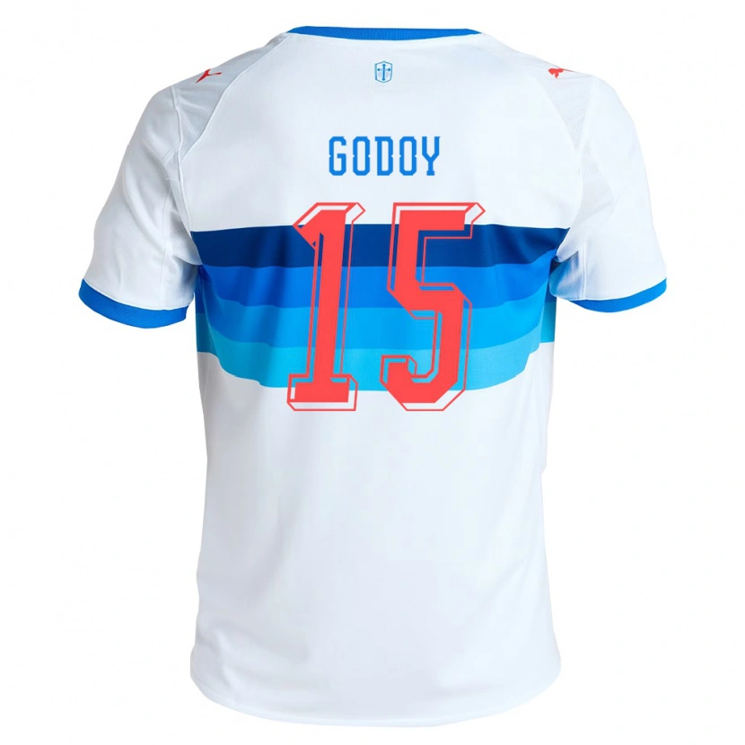 Danxen Enfant Maillot Martín Godoy #15 Blanc Bleu Ciel Tenues Domicile 2026/27 T-Shirt
