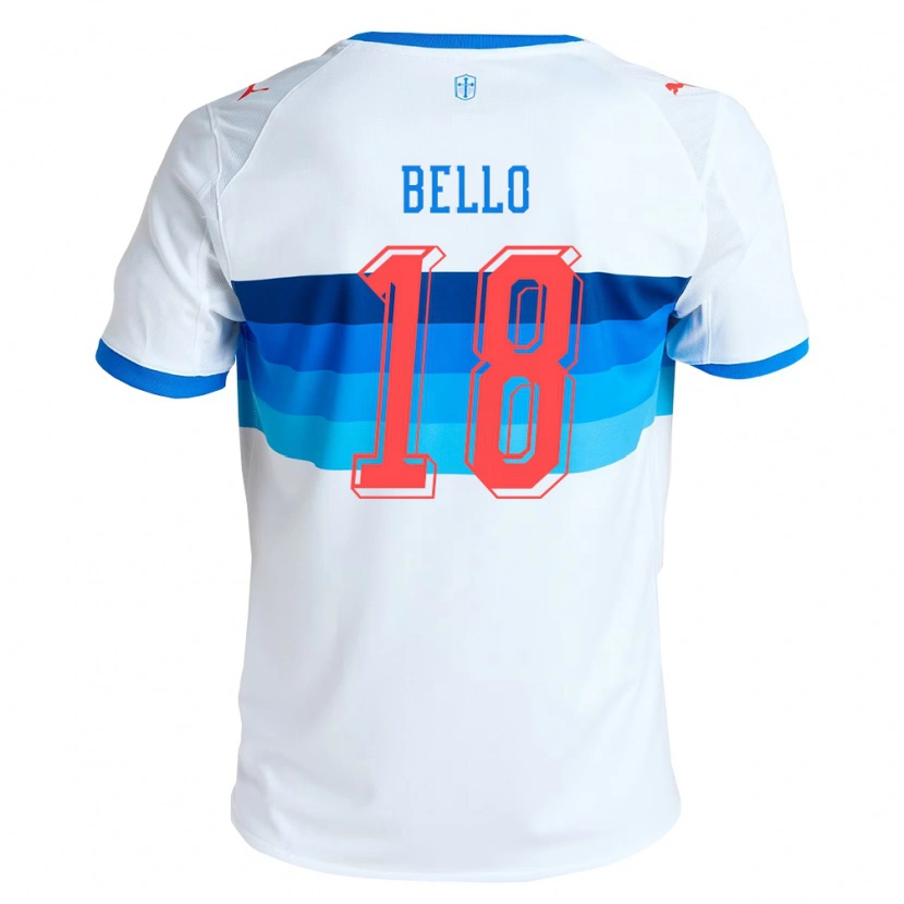 Danxen Enfant Maillot Eduard Bello #18 Blanc Bleu Ciel Tenues Domicile 2026/27 T-Shirt