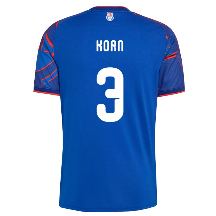 Danxen Enfant Maillot Agustín Korn #3 Bleu Royal Rouge Tenues Domicile 2026/27 T-Shirt