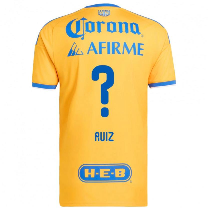 Danxen Enfant Maillot Luis Ruiz #0 Jaune Bleu Tenues Domicile 2026/27 T-Shirt