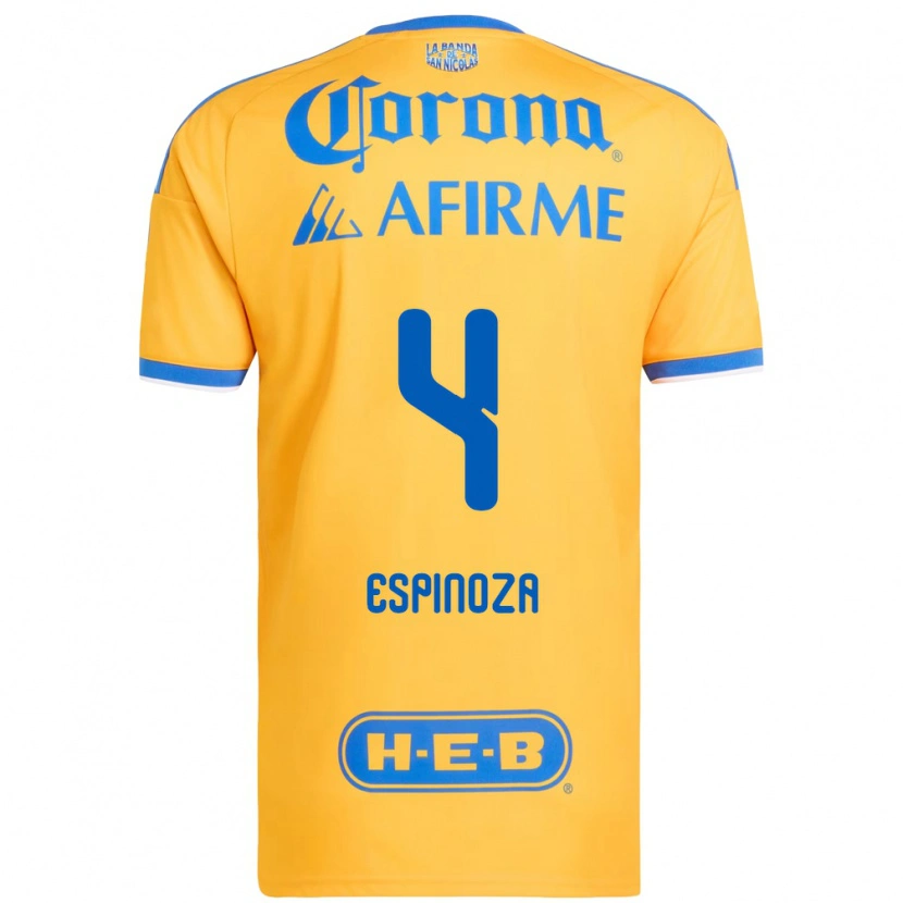 Danxen Enfant Maillot Greta Espinoza #4 Jaune Bleu Tenues Domicile 2026/27 T-Shirt