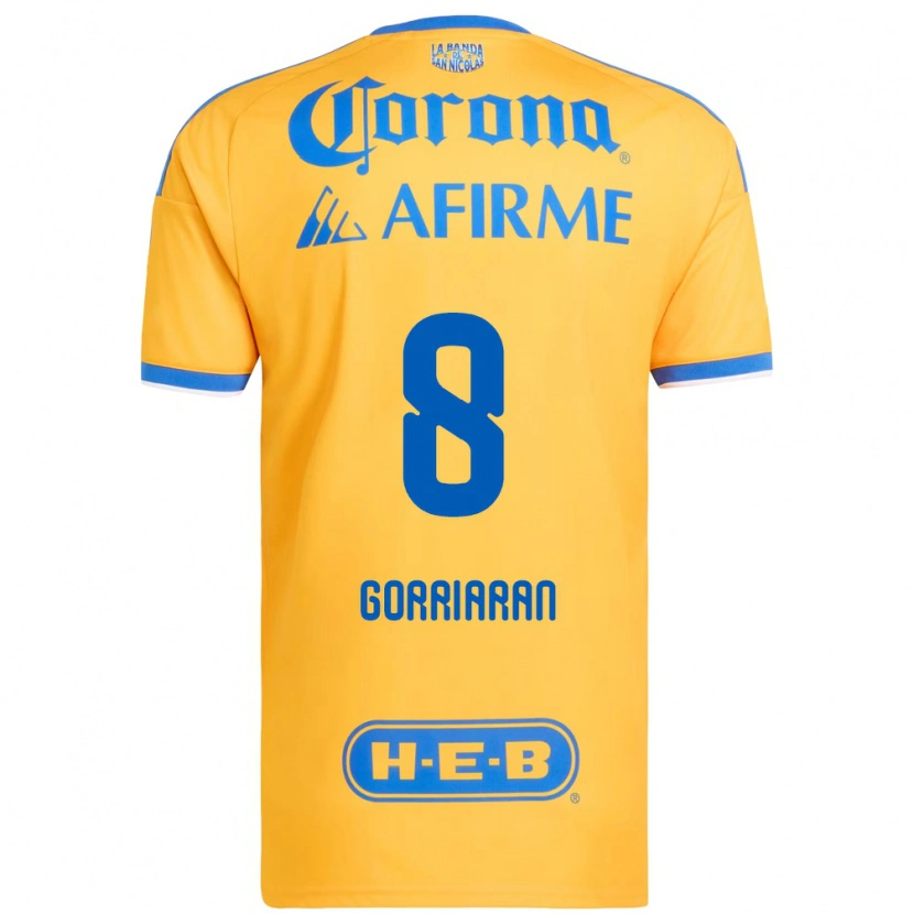 Danxen Enfant Maillot Fernando Gorriarán #8 Jaune Bleu Tenues Domicile 2026/27 T-Shirt