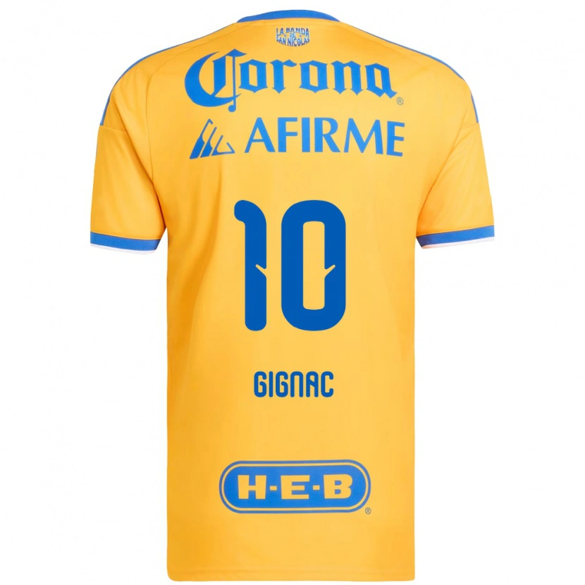 Danxen Enfant Maillot Andre-Pierre Gignac #10 Jaune Bleu Tenues Domicile 2026/27 T-Shirt