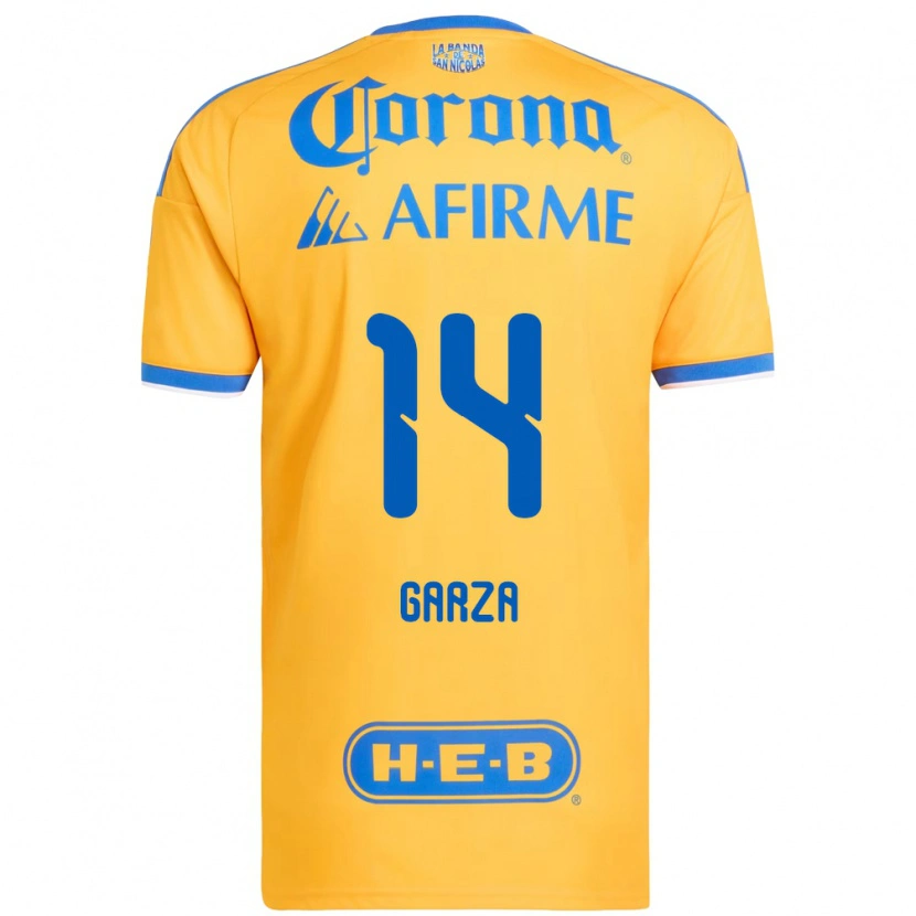Danxen Enfant Maillot Jesús Garza #14 Jaune Bleu Tenues Domicile 2026/27 T-Shirt