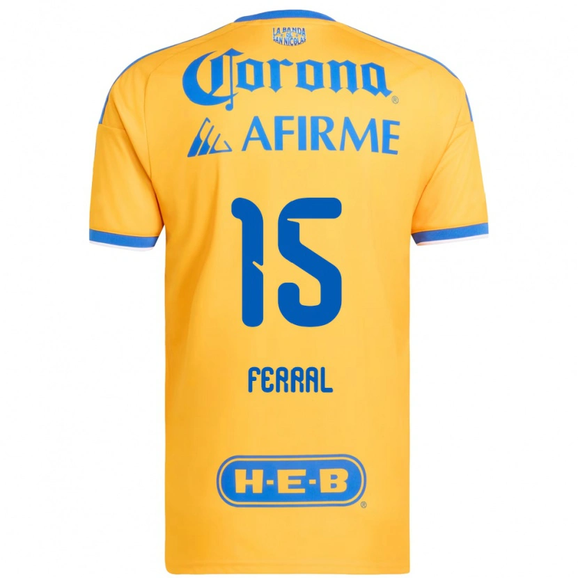 Danxen Enfant Maillot Cristina Ferral #15 Jaune Bleu Tenues Domicile 2026/27 T-Shirt