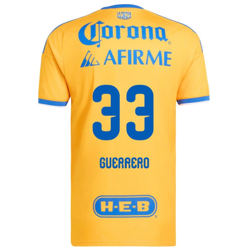 Danxen Enfant Maillot Rafael Guerrero #33 Jaune Bleu Tenues Domicile 2026/27 T-Shirt