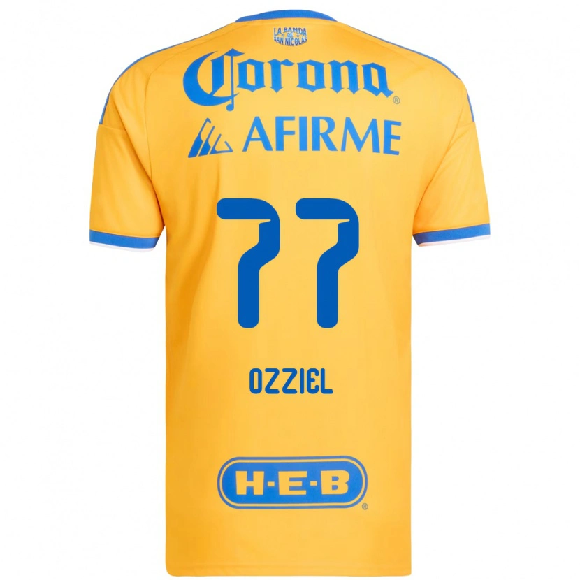 Danxen Enfant Maillot Ozziel Herrera #77 Jaune Bleu Tenues Domicile 2026/27 T-Shirt