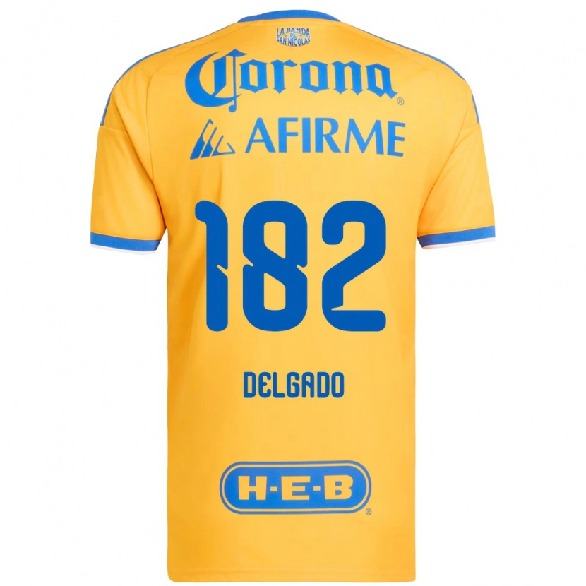 Danxen Enfant Maillot Arturo Delgado #182 Jaune Bleu Tenues Domicile 2026/27 T-Shirt