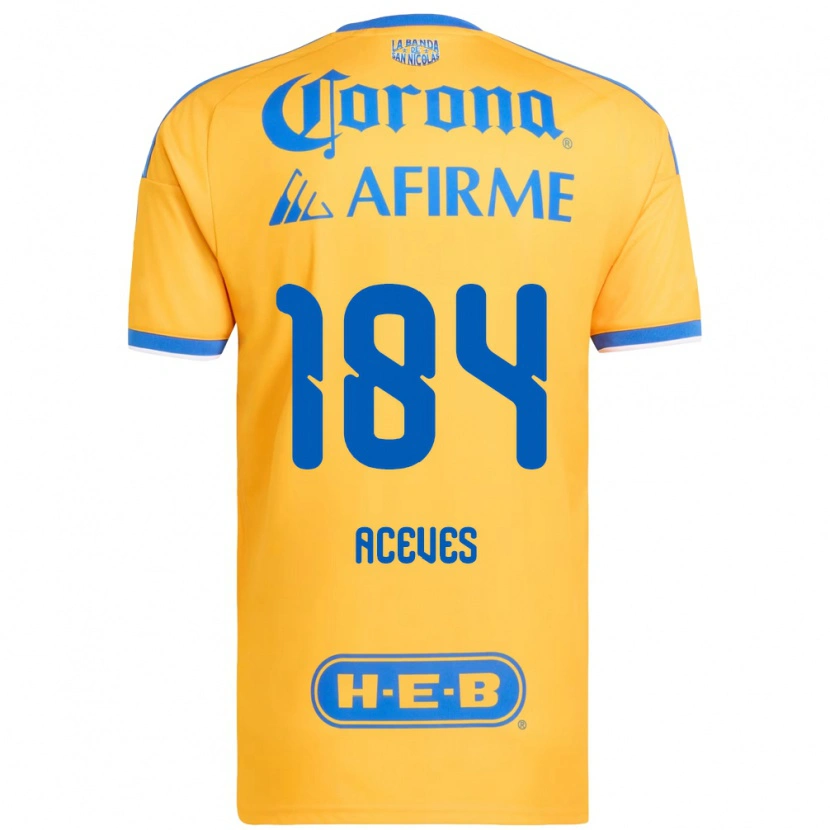 Danxen Enfant Maillot Israel Aceves #184 Jaune Bleu Tenues Domicile 2026/27 T-Shirt