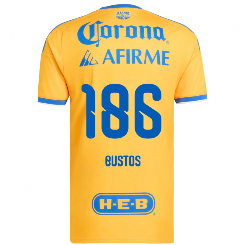 Danxen Enfant Maillot Maximiliano Bustos #186 Jaune Bleu Tenues Domicile 2026/27 T-Shirt