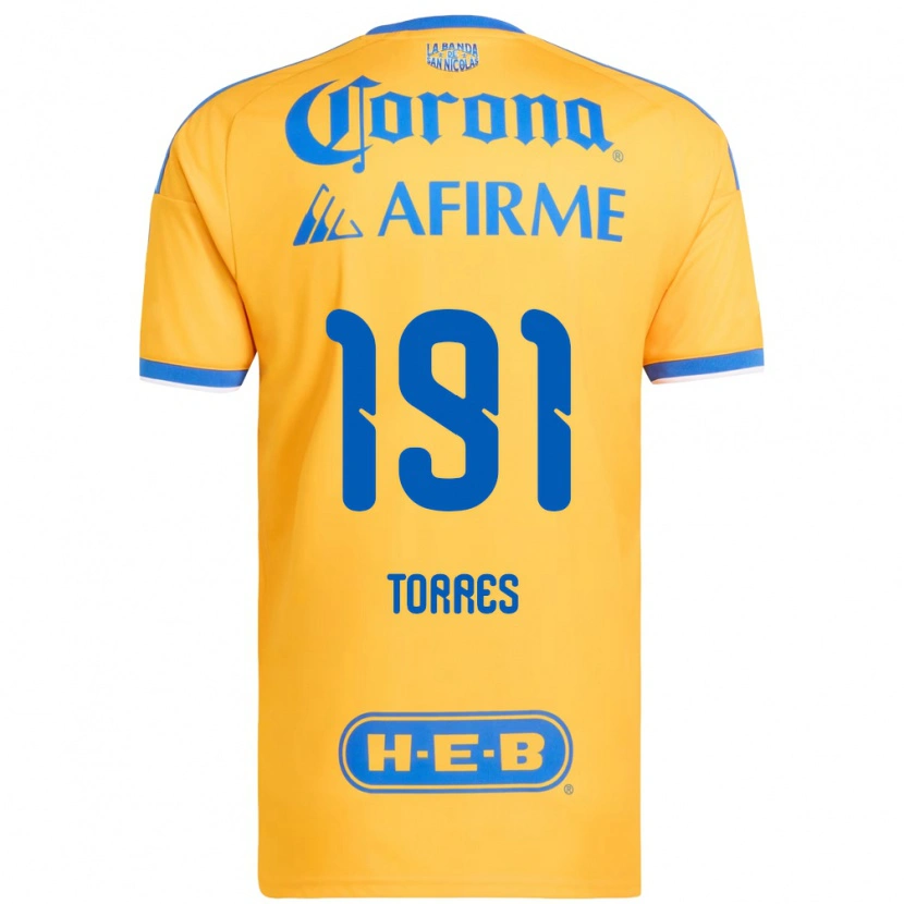 Danxen Enfant Maillot Aldo Torres #191 Jaune Bleu Tenues Domicile 2026/27 T-Shirt