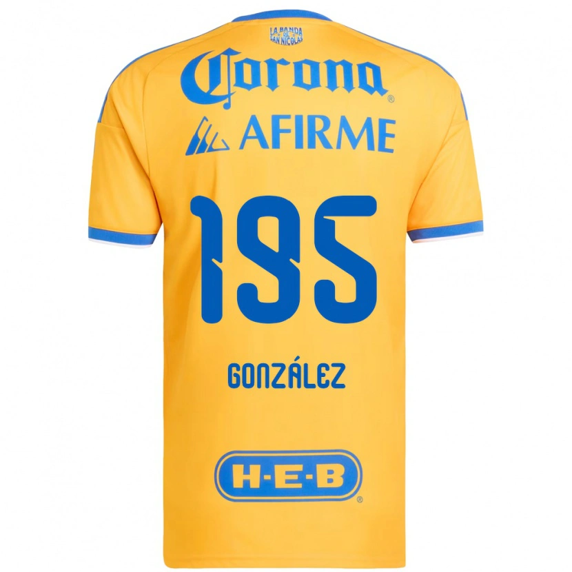 Danxen Enfant Maillot Germán González #195 Jaune Bleu Tenues Domicile 2026/27 T-Shirt