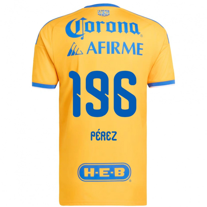 Danxen Enfant Maillot Axel Pérez #196 Jaune Bleu Tenues Domicile 2026/27 T-Shirt