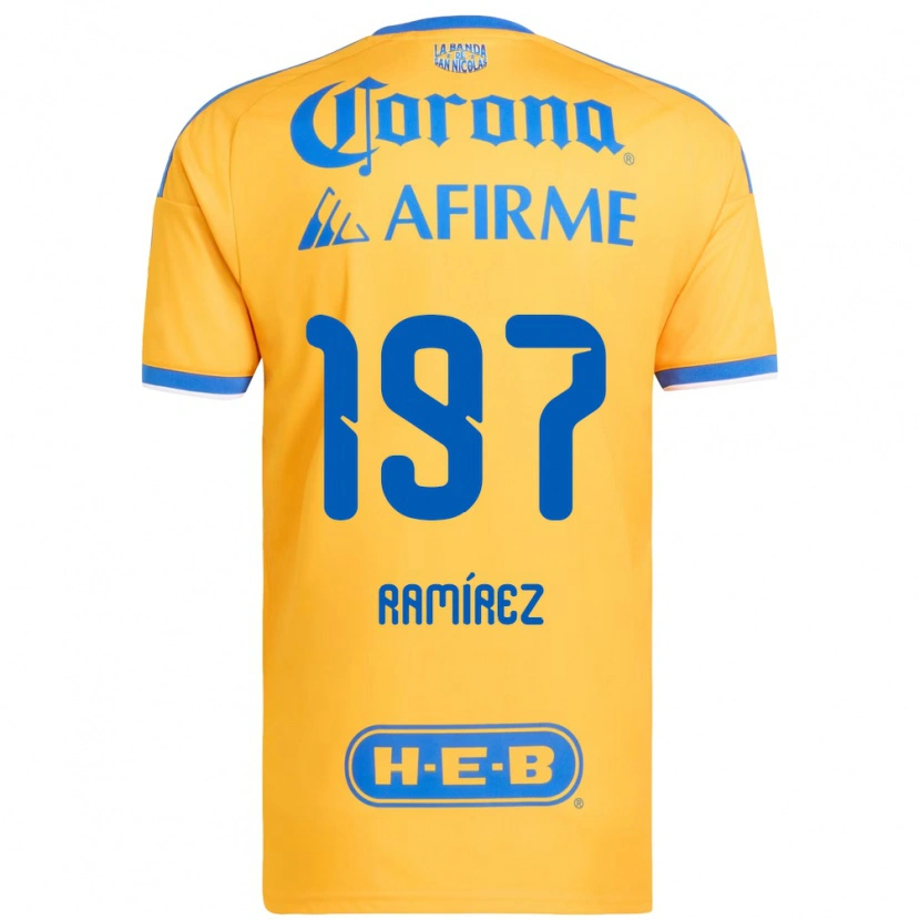 Danxen Enfant Maillot Ángel Ramírez #197 Jaune Bleu Tenues Domicile 2026/27 T-Shirt