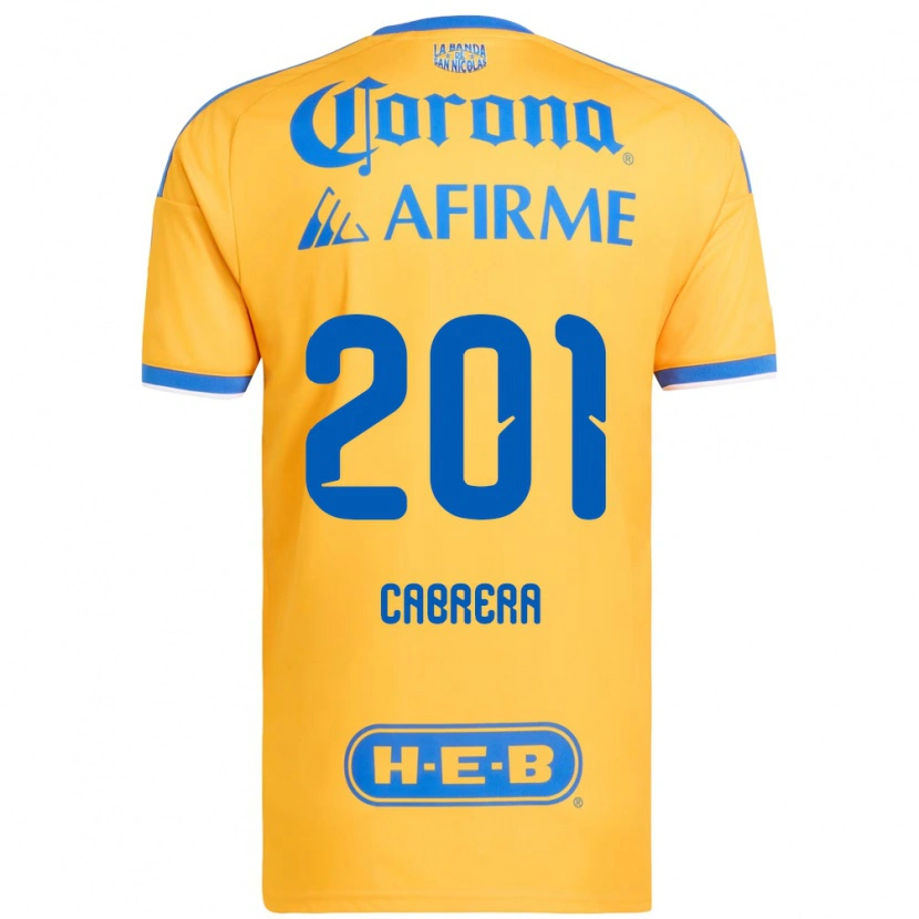 Danxen Enfant Maillot Jorge Cabrera #201 Jaune Bleu Tenues Domicile 2026/27 T-Shirt