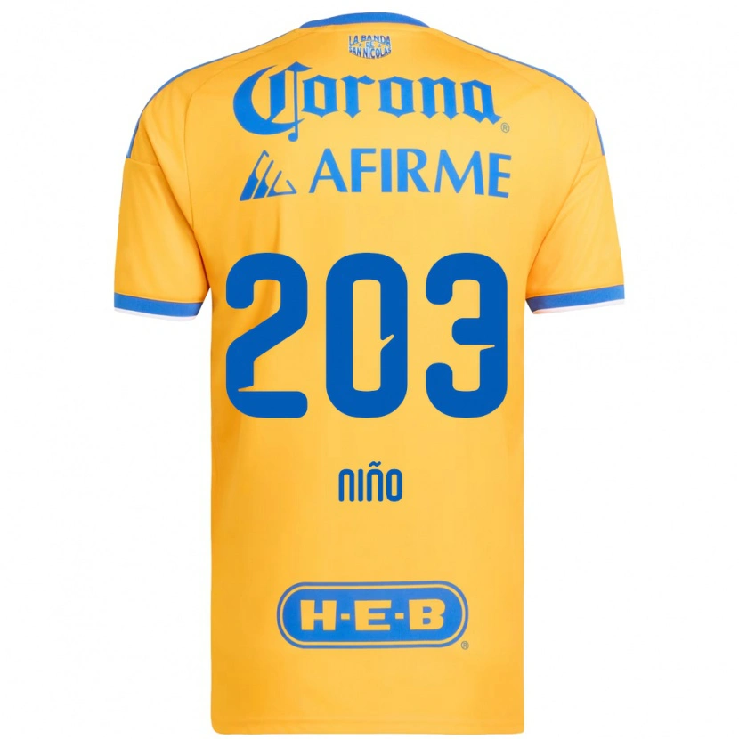 Danxen Enfant Maillot Fernando Niño #203 Jaune Bleu Tenues Domicile 2026/27 T-Shirt