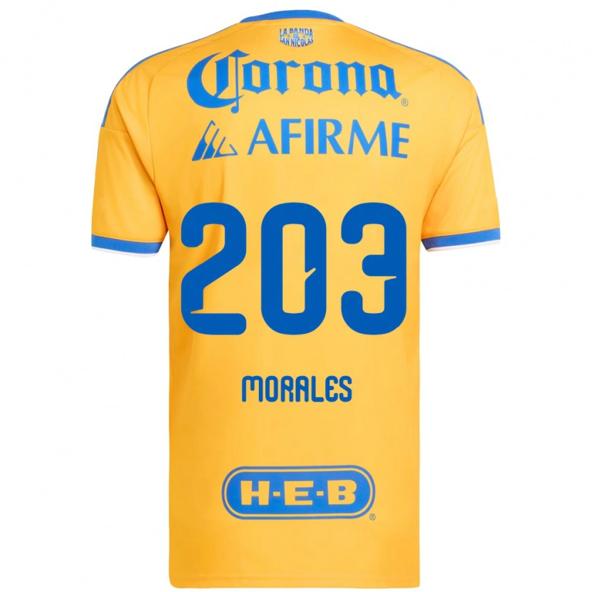 Danxen Enfant Maillot Carlos Morales #203 Jaune Bleu Tenues Domicile 2026/27 T-Shirt