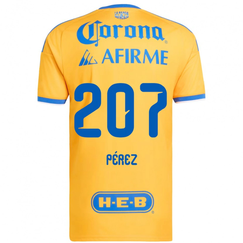 Danxen Enfant Maillot Samuel Pérez #207 Jaune Bleu Tenues Domicile 2026/27 T-Shirt