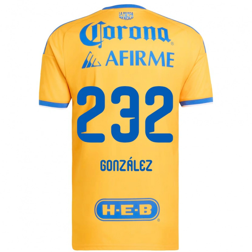 Danxen Enfant Maillot César González #232 Jaune Bleu Tenues Domicile 2026/27 T-Shirt
