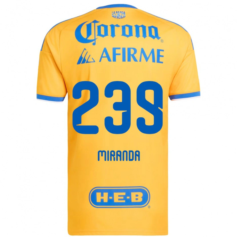 Danxen Enfant Maillot Jesús Miranda #239 Jaune Bleu Tenues Domicile 2026/27 T-Shirt