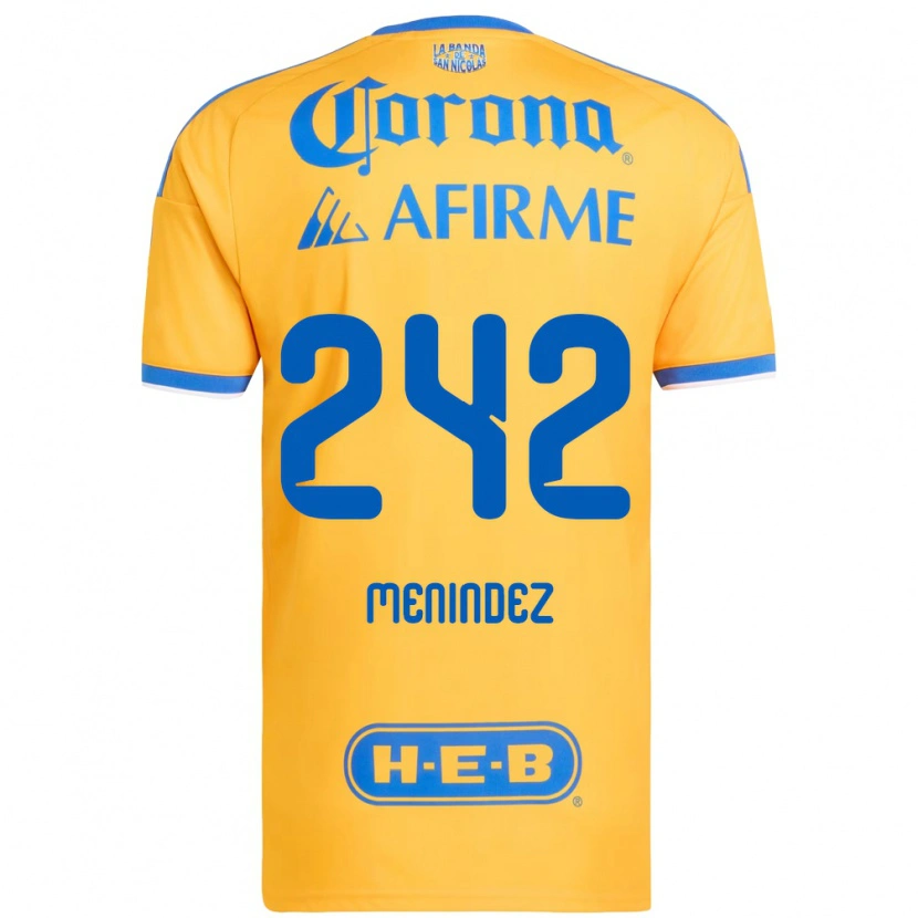 Danxen Enfant Maillot Jonathan Menindez #242 Jaune Bleu Tenues Domicile 2026/27 T-Shirt