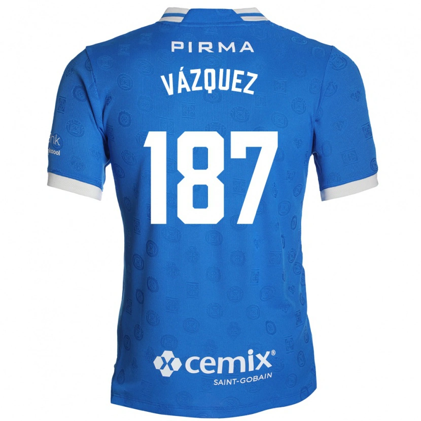 Danxen Enfant Maillot Cristian Vázquez #187 Bleu Blanc Rouge Tenues Domicile 2026/27 T-Shirt