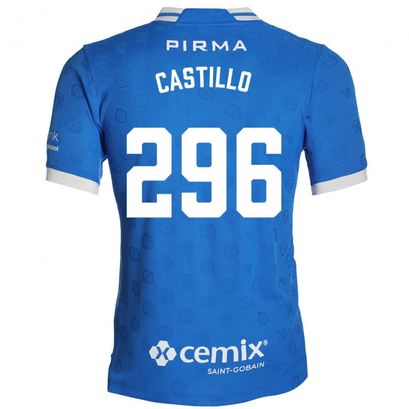 Danxen Enfant Maillot Eduardo Castillo #296 Bleu Blanc Rouge Tenues Domicile 2026/27 T-Shirt