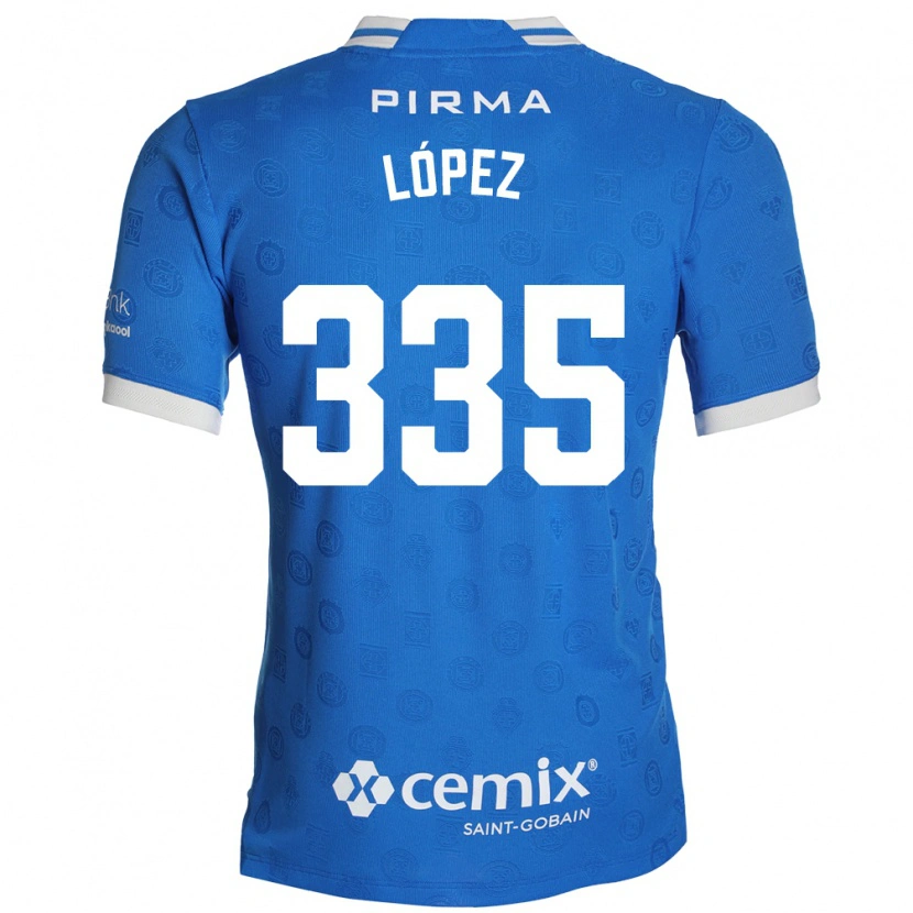 Danxen Enfant Maillot Alfredo López #335 Bleu Blanc Rouge Tenues Domicile 2026/27 T-Shirt