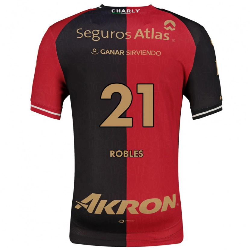 Danxen Enfant Maillot Carlos Robles #21 Rouge Noir Marron Tenues Domicile 2026/27 T-Shirt