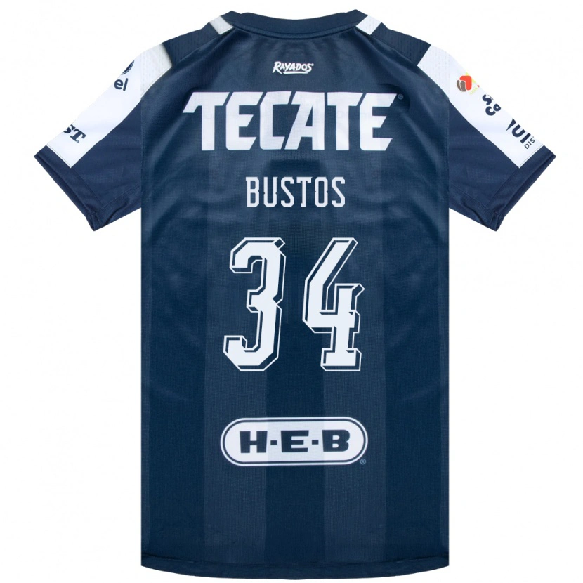Danxen Enfant Maillot César Bustos #34 Bleu Encre Blanc Rouge Tenues Domicile 2026/27 T-Shirt