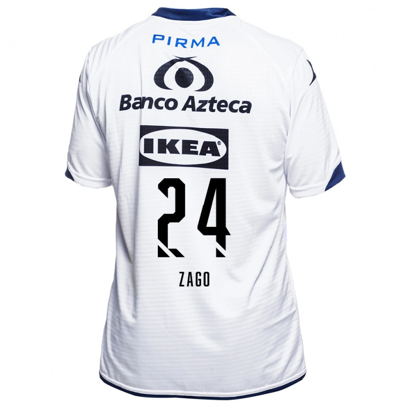 Danxen Enfant Maillot Diego Zago #24 Blanc Noir Bleu Tenues Domicile 2026/27 T-Shirt