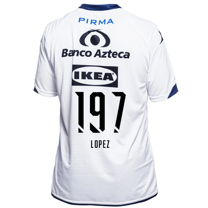 Danxen Enfant Maillot Sebastián López #197 Blanc Noir Bleu Tenues Domicile 2026/27 T-Shirt