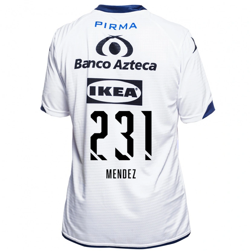 Danxen Enfant Maillot Alejandro Méndez #231 Blanc Noir Bleu Tenues Domicile 2026/27 T-Shirt