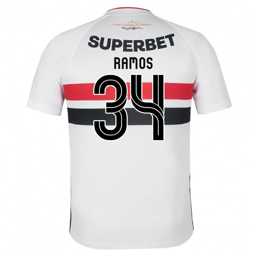 Danxen Enfant Maillot Raí Ramos #34 Blanc Rouge Noir Tenues Domicile 2026/27 T-Shirt