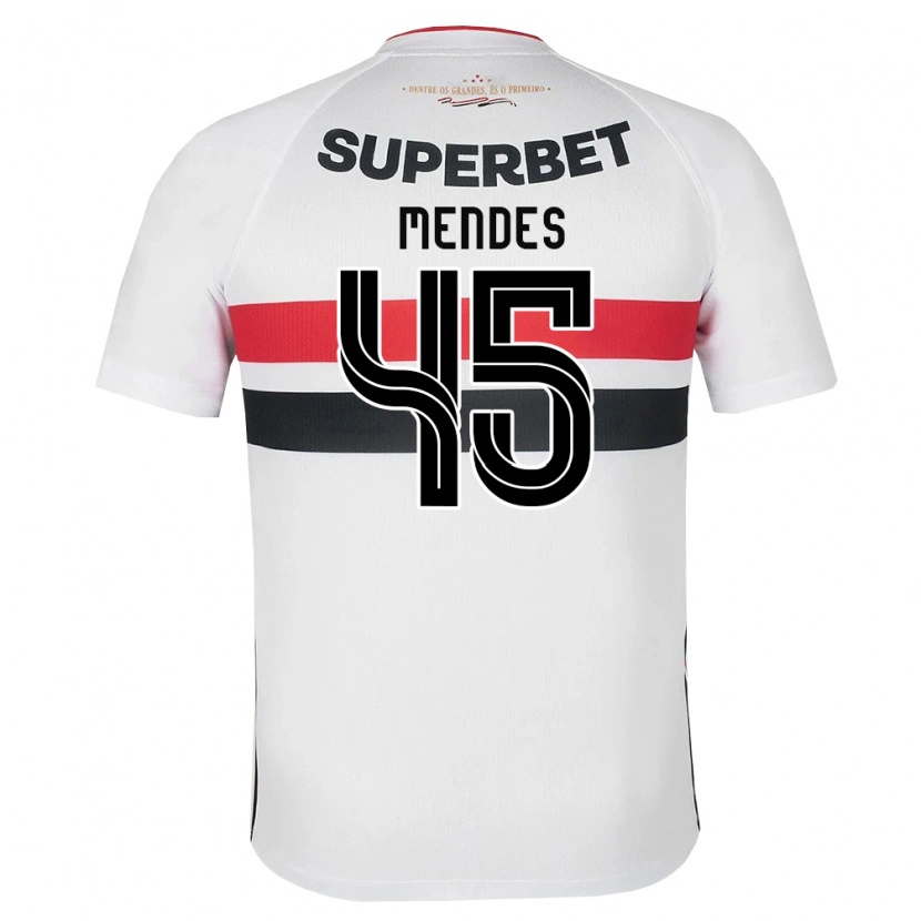 Danxen Enfant Maillot Nathan Mendes #45 Blanc Rouge Noir Tenues Domicile 2026/27 T-Shirt