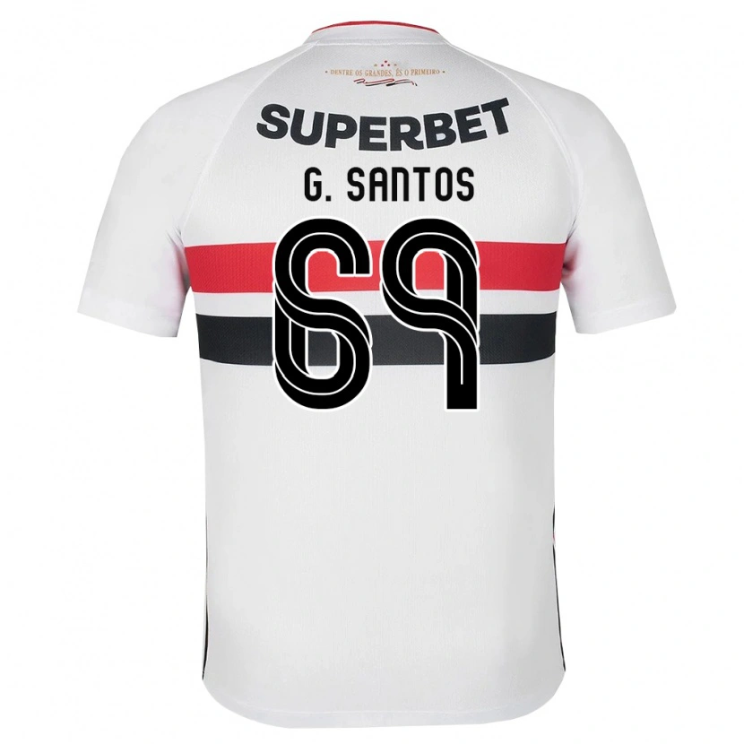 Danxen Enfant Maillot Guilherme Santos #69 Blanc Rouge Noir Tenues Domicile 2026/27 T-Shirt
