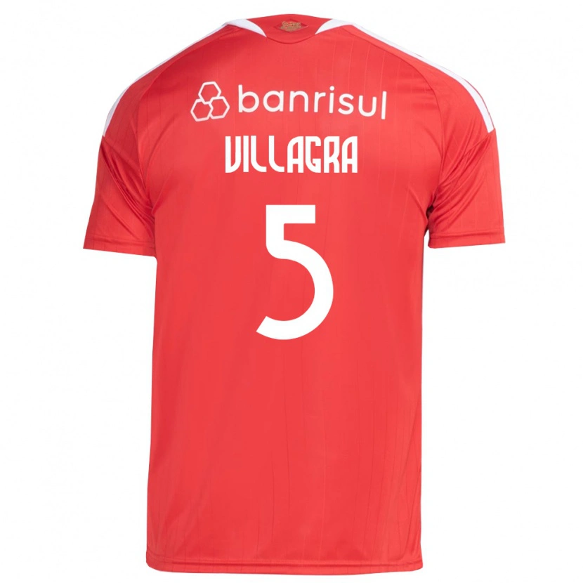Danxen Enfant Maillot Rodrigo Villagra #5 Rouge Blanc Tenues Domicile 2026/27 T-Shirt