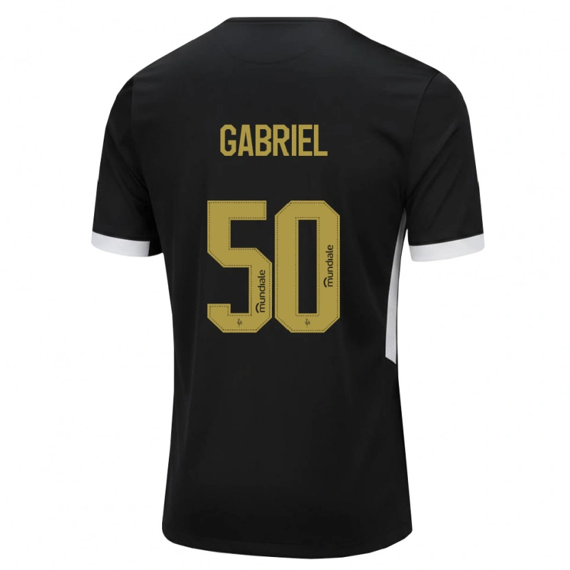 Danxen Enfant Maillot Vitor Gabriel #50 Noir Blanc Jaune Tenues Domicile 2026/27 T-Shirt