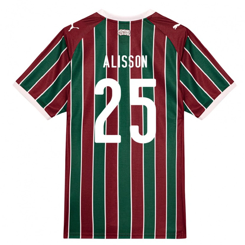Danxen Enfant Maillot Alisson Euler De Freitas Castro #25 Vert Bourgogne Blanc Tenues Domicile 2026/27 T-Shirt