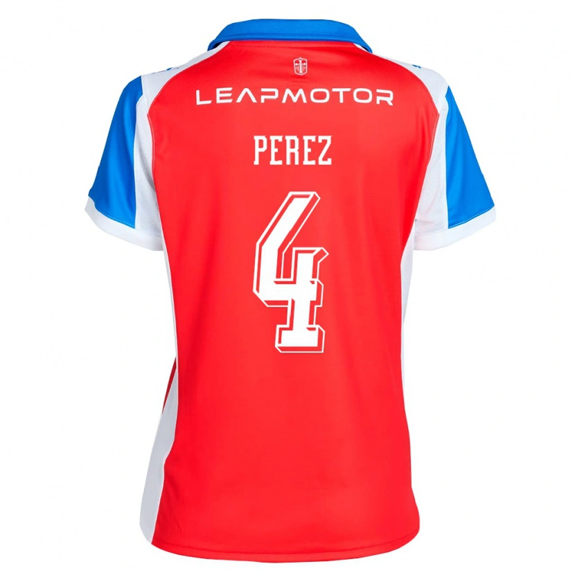Danxen Enfant Maillot Ignacio Pérez #4 Rouge Bleu Tenues Extérieur 2026/27 T-Shirt