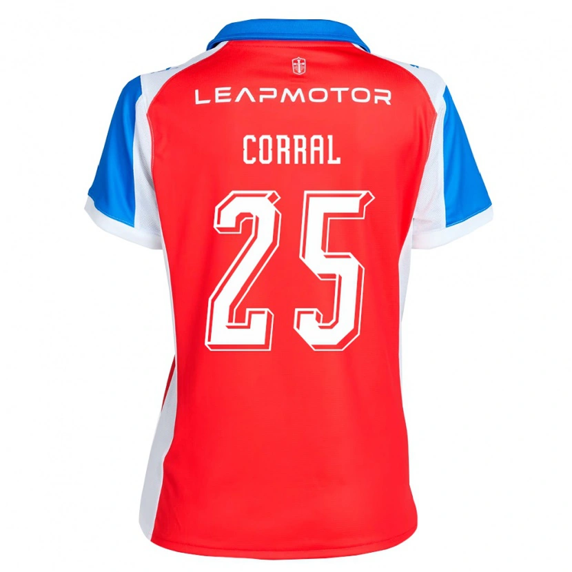 Danxen Enfant Maillot Diego Corral #25 Rouge Bleu Tenues Extérieur 2026/27 T-Shirt