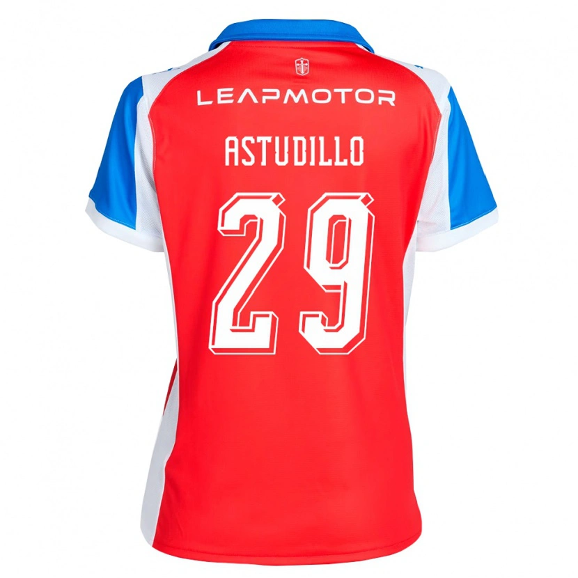 Danxen Enfant Maillot Aaron Astudillo #29 Rouge Bleu Tenues Extérieur 2026/27 T-Shirt