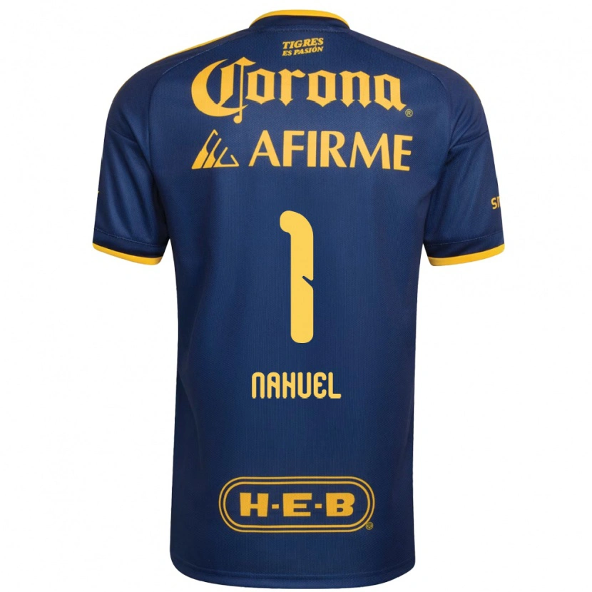 Danxen Enfant Maillot Nahuel Guzmán #1 Bleu Royal Jaune Tenues Extérieur 2026/27 T-Shirt