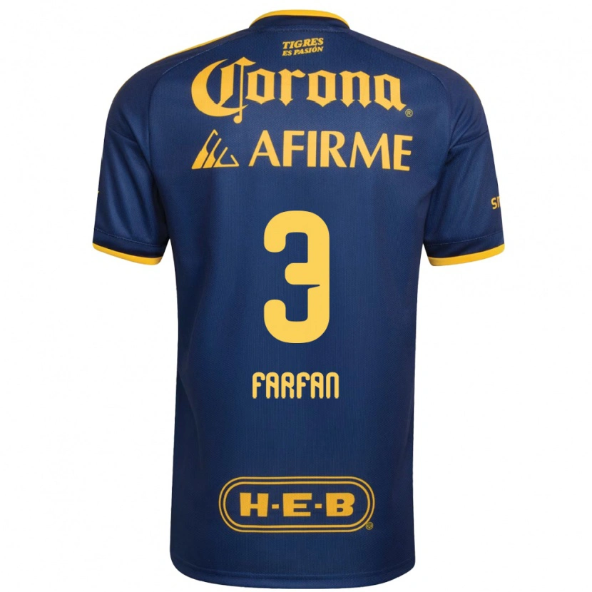 Danxen Enfant Maillot Marco Farfán #3 Bleu Royal Jaune Tenues Extérieur 2026/27 T-Shirt